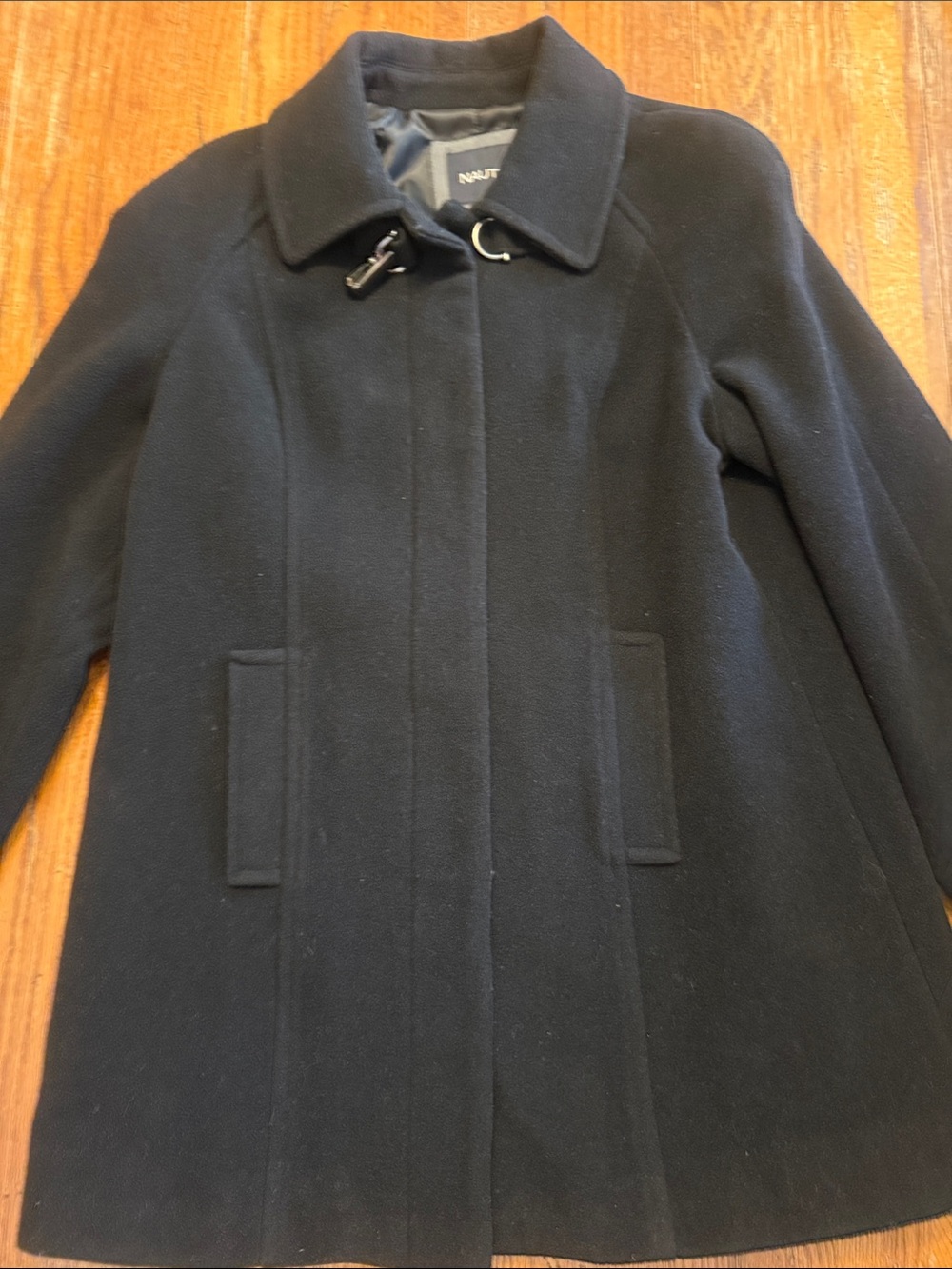 Women’s Nautica Black Classic Wool-Blend Peacoat - Large